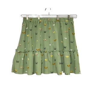 Shein Curve Skirt Womens Size 4XL Green Novelty Butterflies Travel Cottagecore